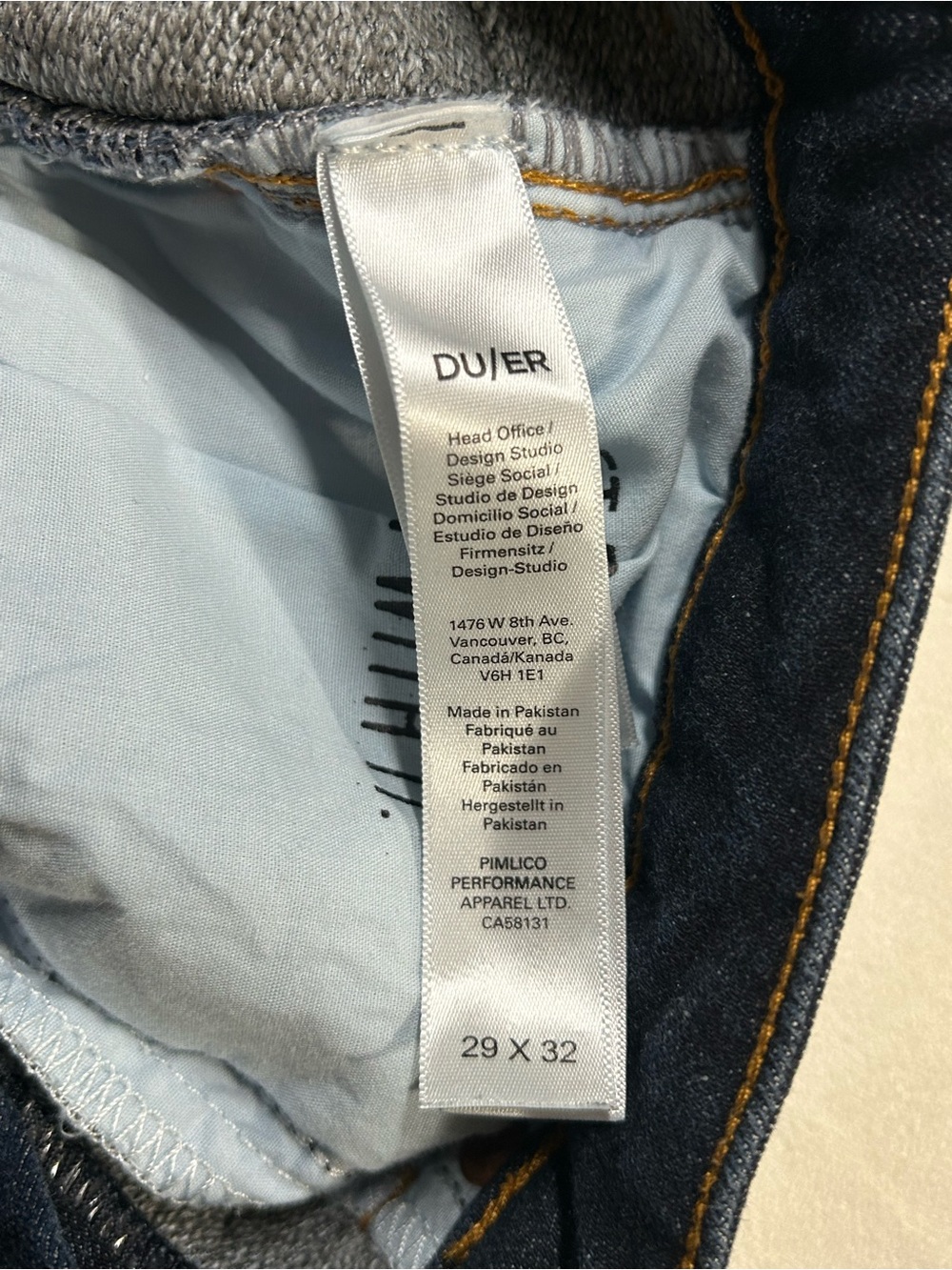 DU/ER Fireside Denim Slim Straight Fleece-Lined Jeans 29×32 Dark Wash - Picture 13 of 14